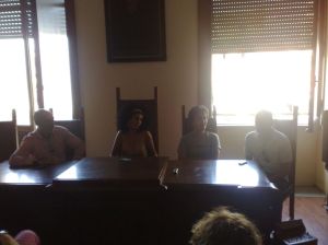 I quattro partecipanti a Bicinuragica 2012. Da sinistra Ugo Magnanti, Sonia Topazio, Daniele Contardo, Fabrizio Lenza